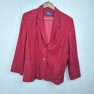 Vintage Red Blazer Large Dark Cherry Red Westbound Microfiber Work Career Preppy